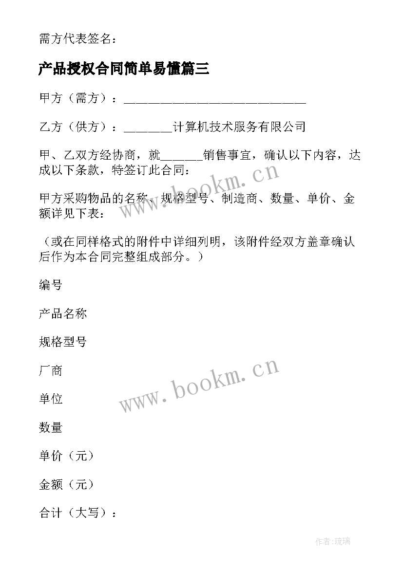 最新产品授权合同简单易懂 简单产品销售合同(汇总6篇)