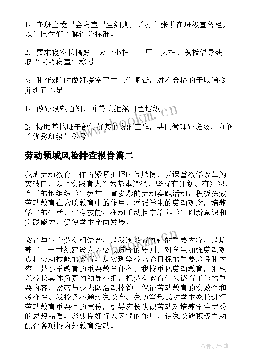 最新劳动领域风险排查报告(实用6篇)