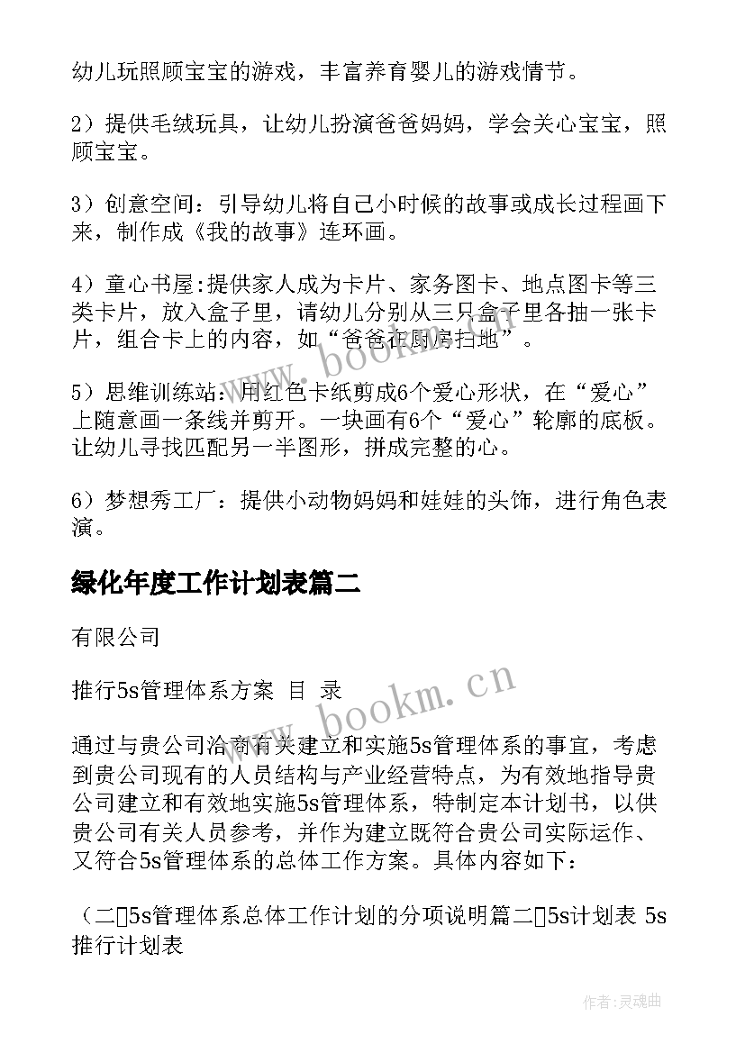 2023年绿化年度工作计划表(实用10篇)