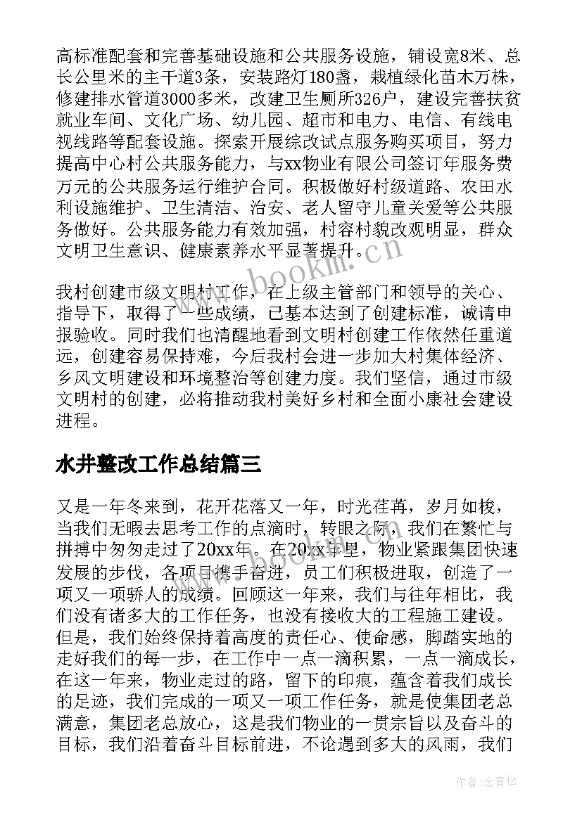 2023年水井整改工作总结(精选7篇)