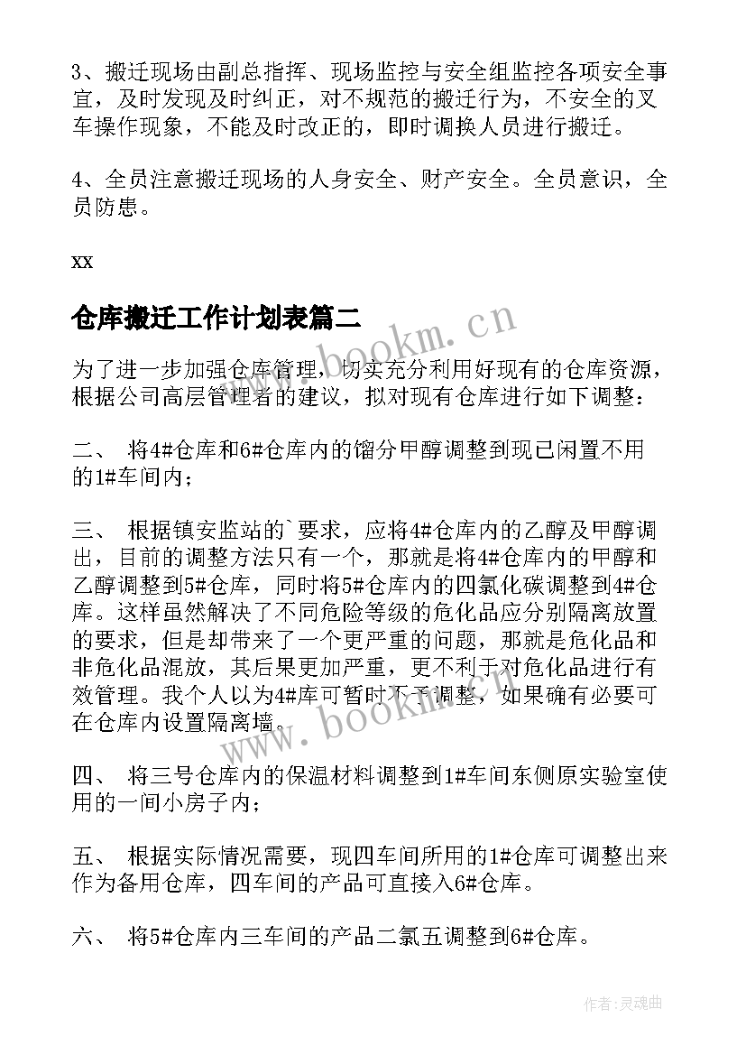 最新仓库搬迁工作计划表 仓库搬迁方案(实用6篇)