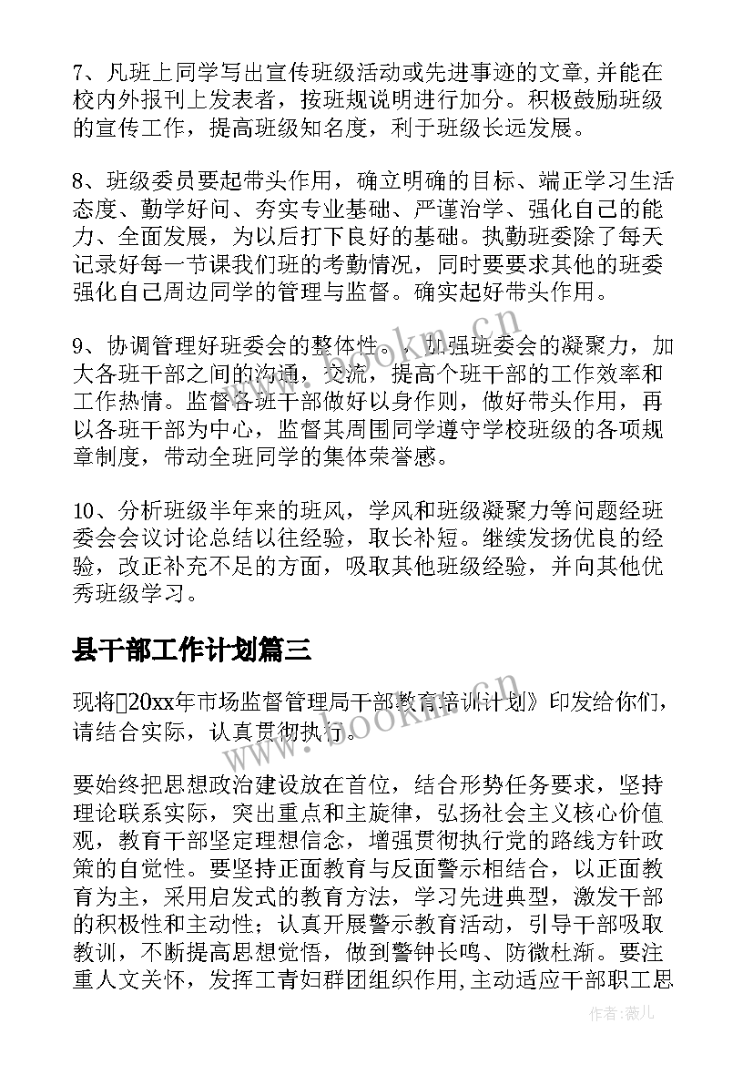 最新县干部工作计划 干部工作计划(通用5篇)