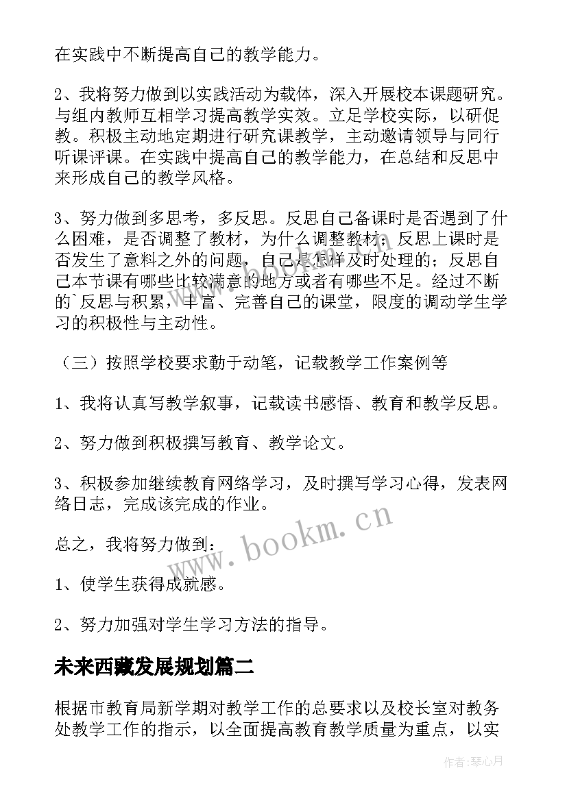 未来西藏发展规划 教师未来工作计划(实用5篇)