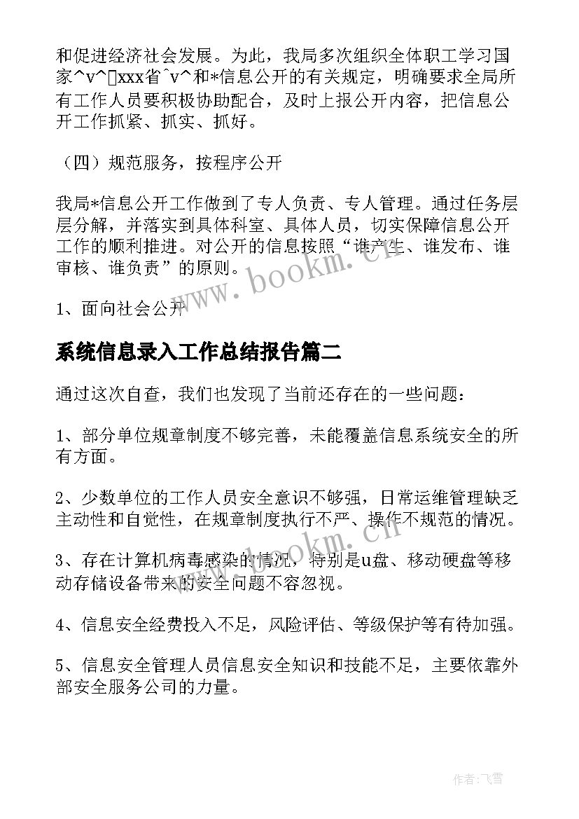 系统信息录入工作总结报告 系统信息排查工作总结共(优质5篇)