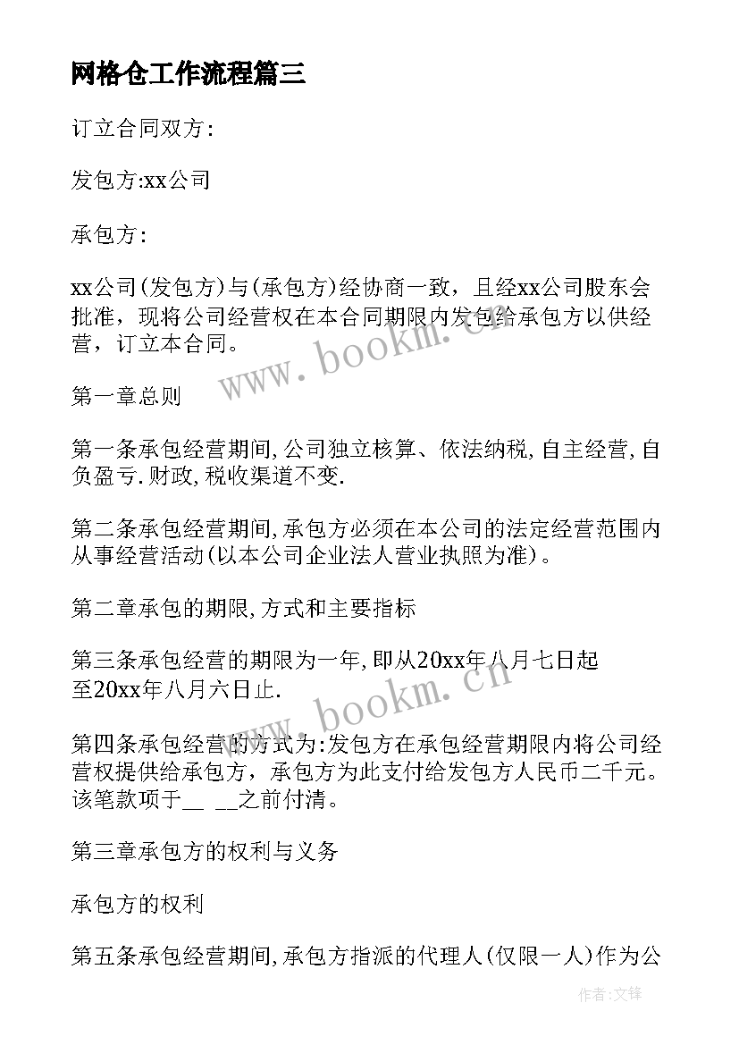 最新网格仓工作流程 承包工程合同(汇总5篇)