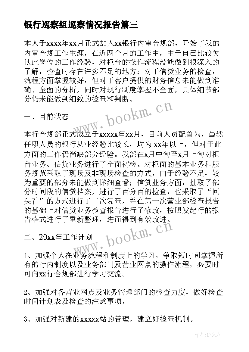 银行巡察组巡察情况报告(实用5篇)