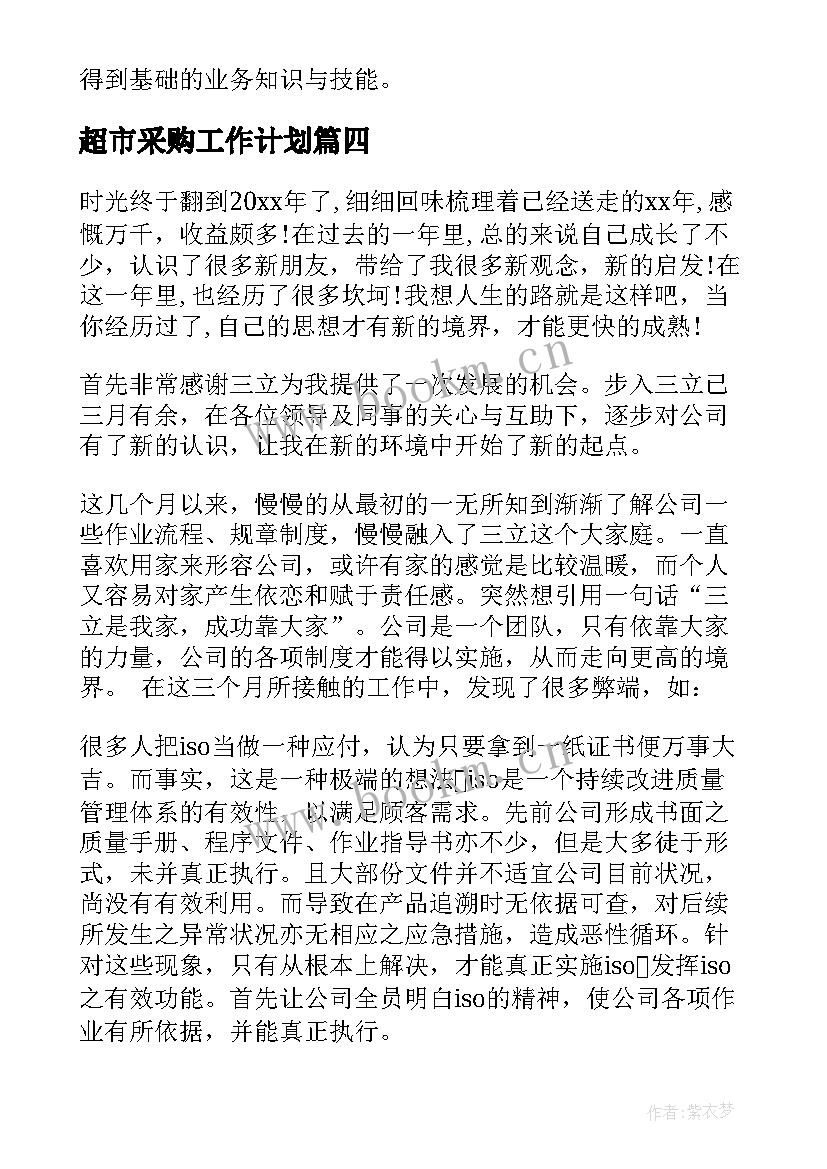 2023年超市采购工作计划(大全8篇)