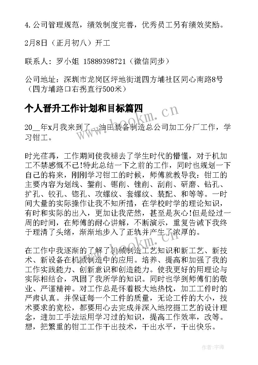 2023年个人晋升工作计划和目标 sqe晋升工作计划及目标优选(精选5篇)