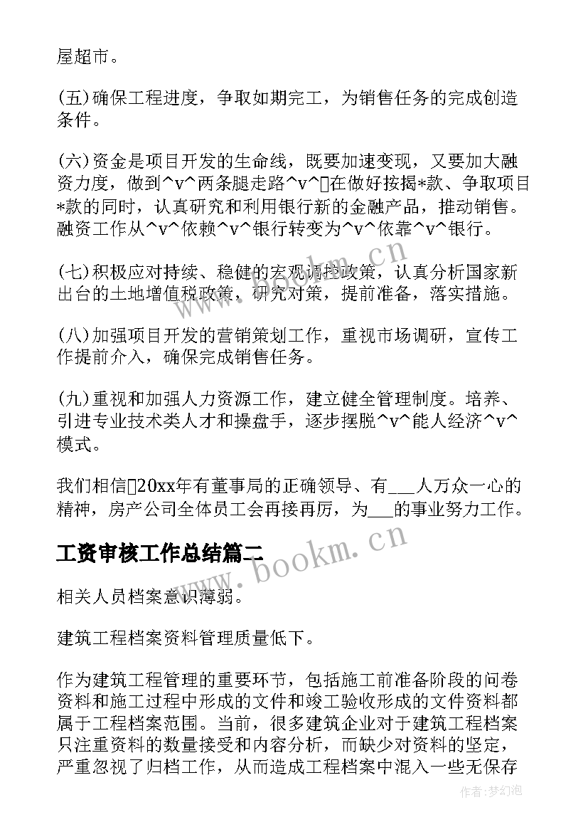 2023年工资审核工作总结(模板9篇)