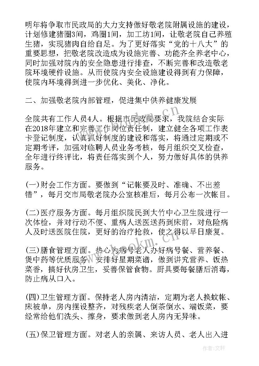 敬老院年初制定工作计划(模板10篇)