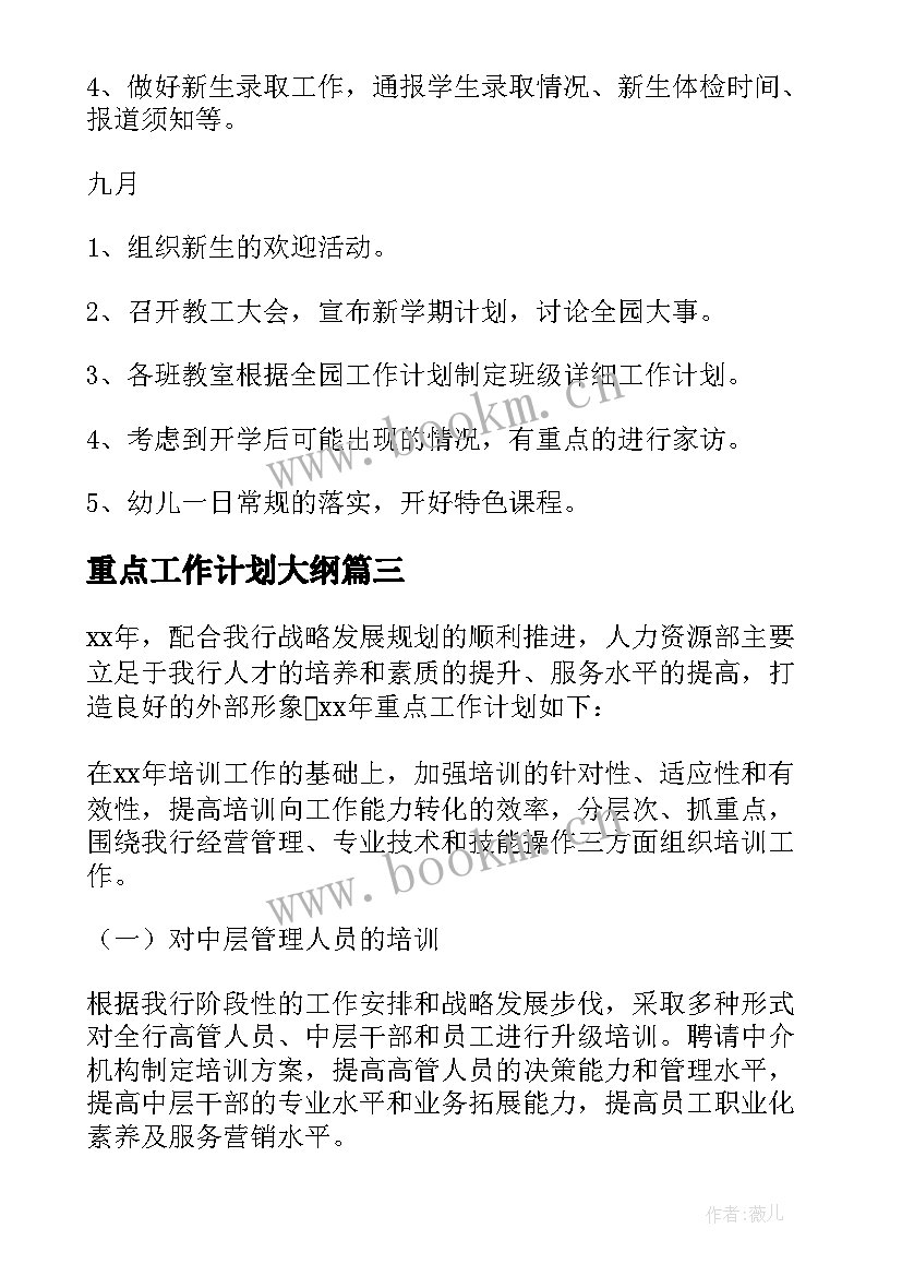 2023年重点工作计划大纲 重点工作计划(汇总5篇)