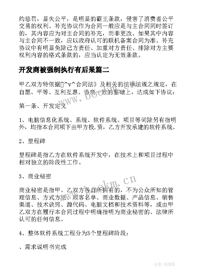 2023年开发商被强制执行有后果 开发商发包合同(实用9篇)