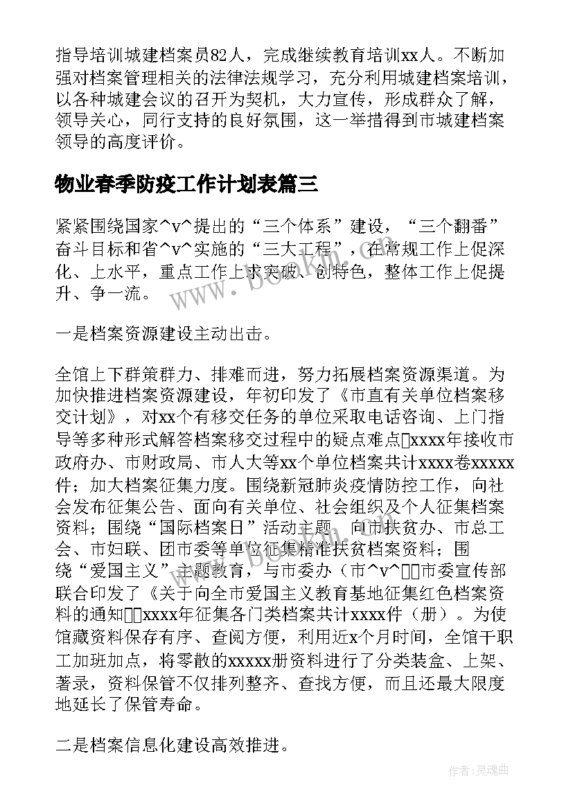 最新物业春季防疫工作计划表(优秀5篇)