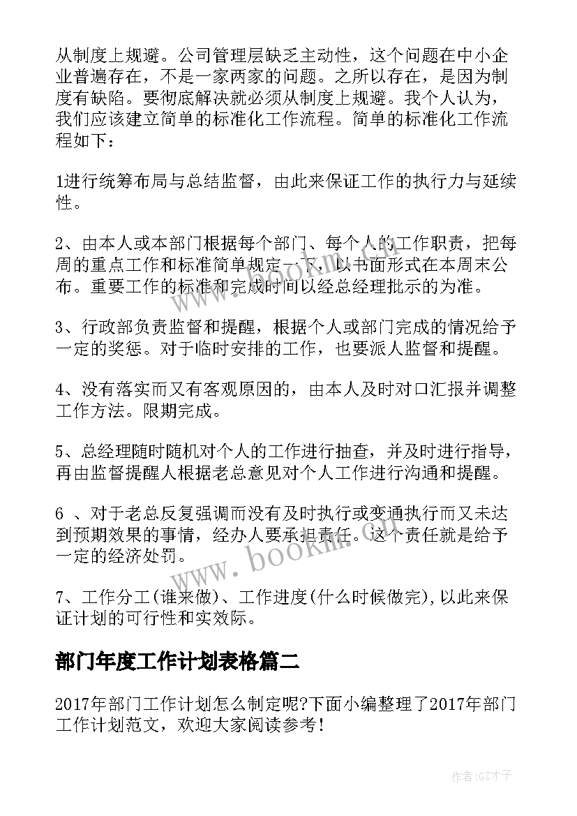 最新部门年度工作计划表格(优秀5篇)