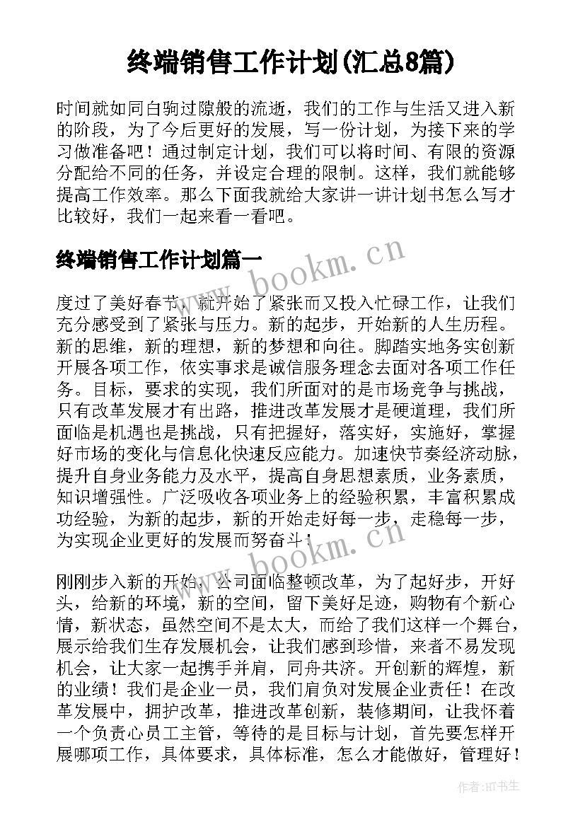 终端销售工作计划(汇总8篇)