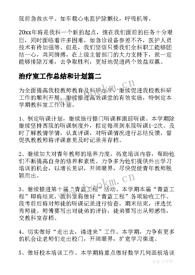 2023年治疗室工作总结和计划(汇总6篇)