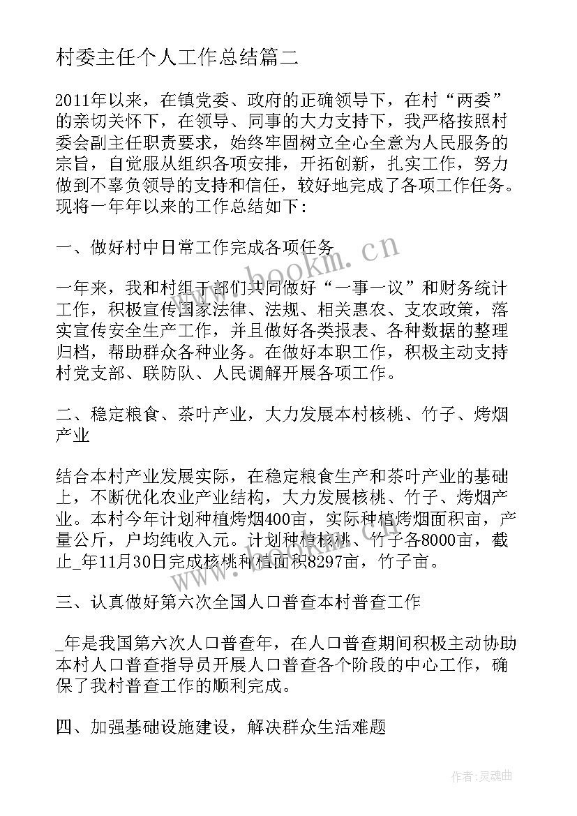 村委主任个人工作总结(优质10篇)