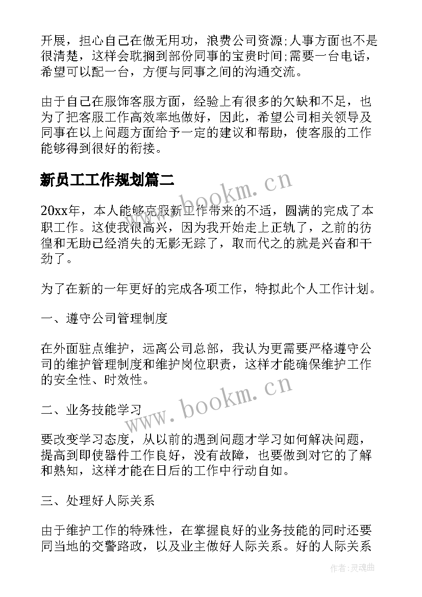 新员工工作规划 新员工工作计划(大全9篇)