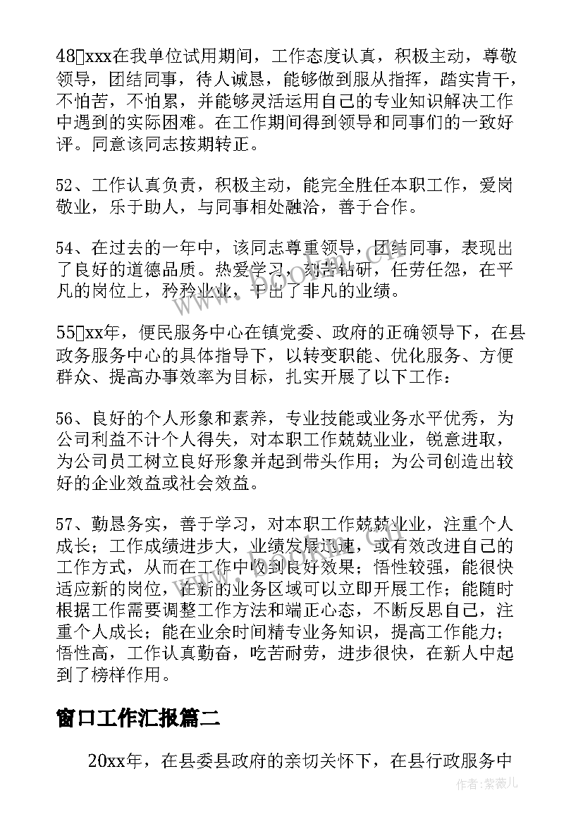 2023年窗口工作汇报(优质5篇)