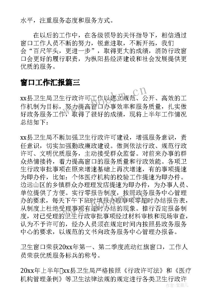 2023年窗口工作汇报(优质5篇)