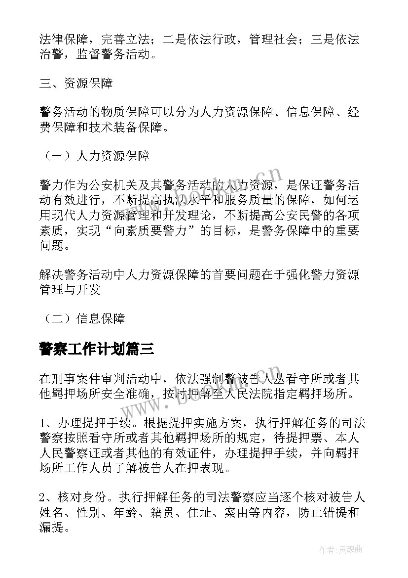 2023年警察工作计划(实用8篇)