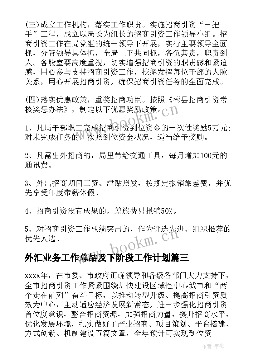 最新外汇业务工作总结及下阶段工作计划(优秀5篇)