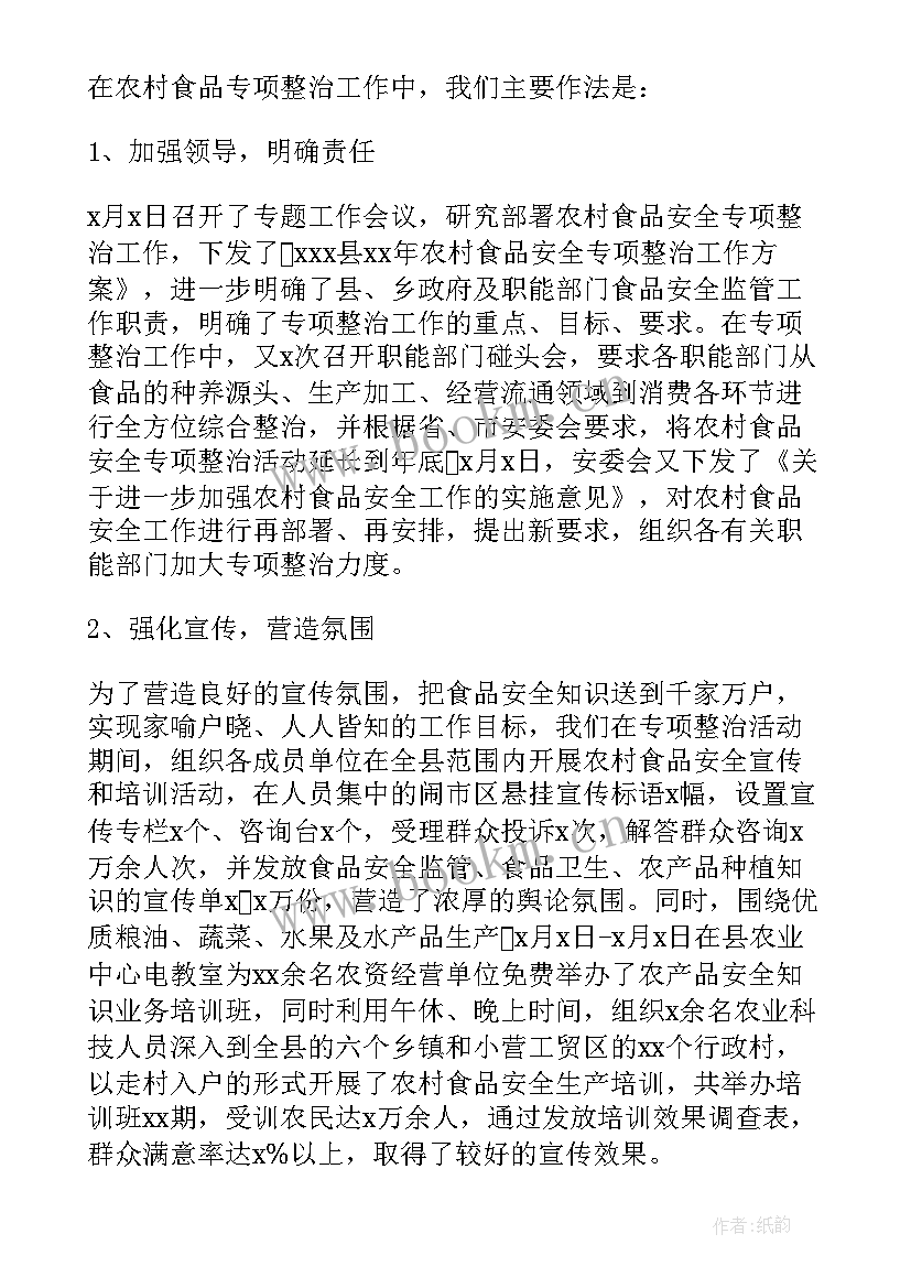 2023年食品专项整治总结 食品安全专项整治工作总结(实用5篇)