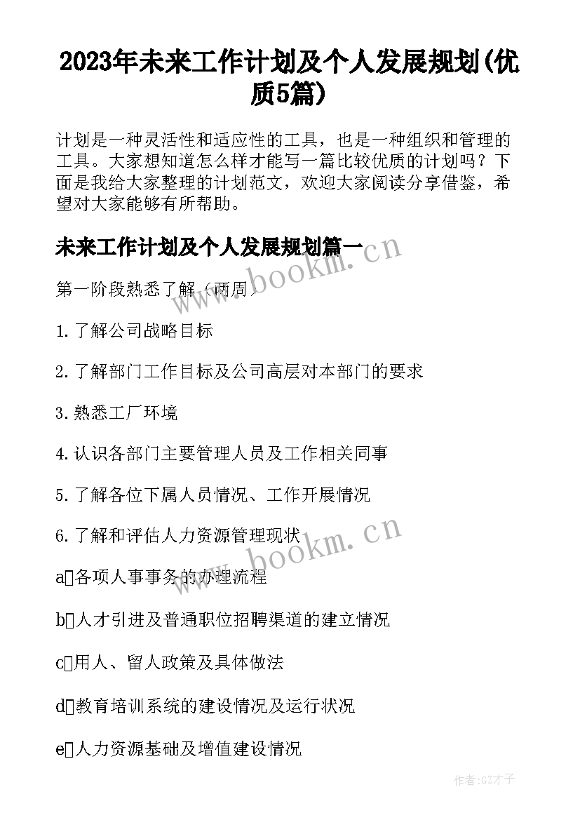 2023年未来工作计划及个人发展规划(优质5篇)