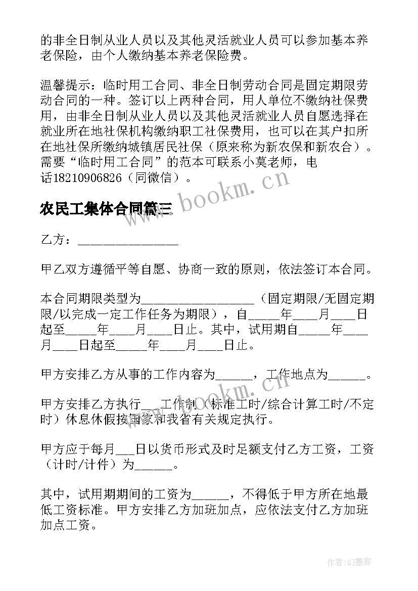 农民工集体合同(模板5篇)