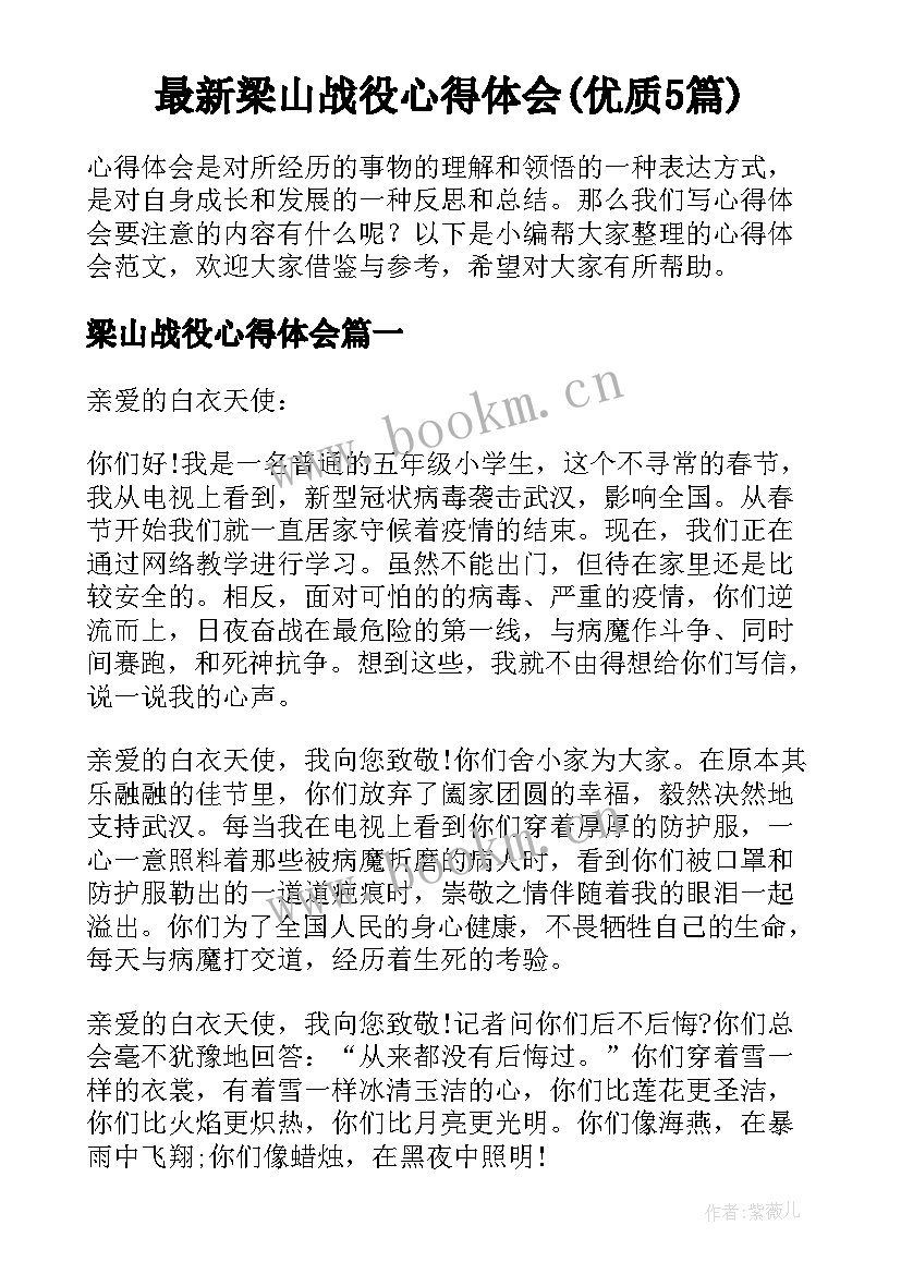 最新梁山战役心得体会(优质5篇)