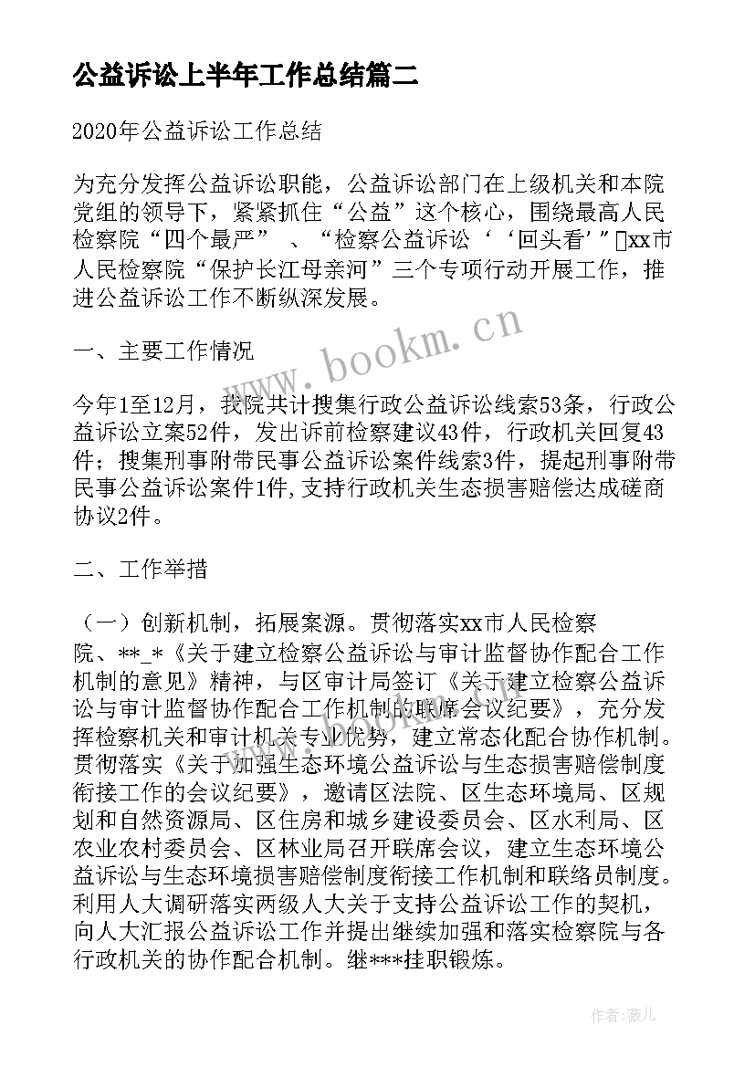 公益诉讼上半年工作总结(精选5篇)