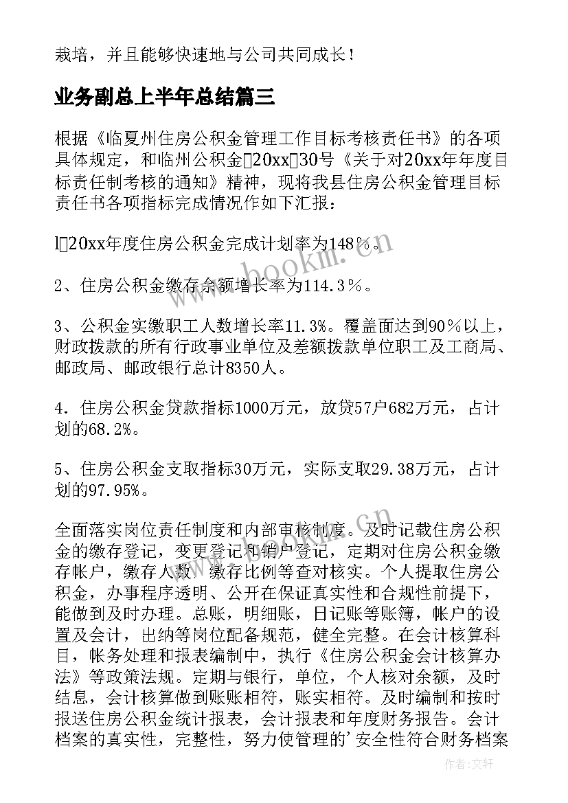 最新业务副总上半年总结(实用6篇)