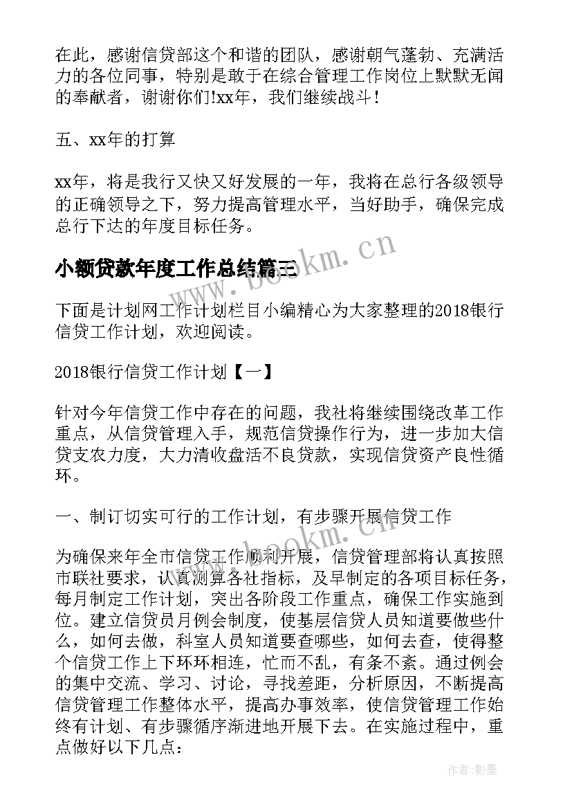 2023年小额贷款年度工作总结(大全8篇)