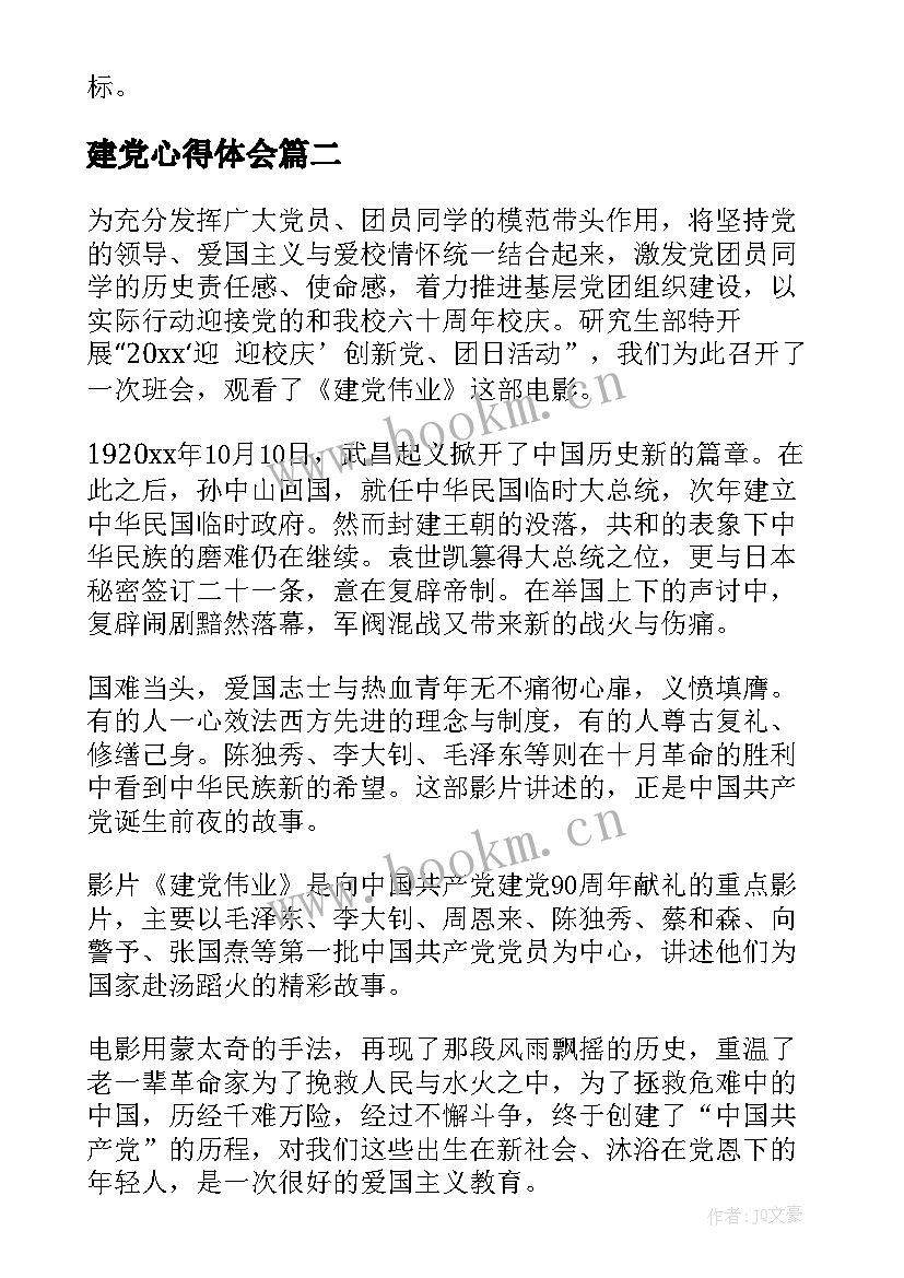 最新建党心得体会 建党业心得体会(通用9篇)