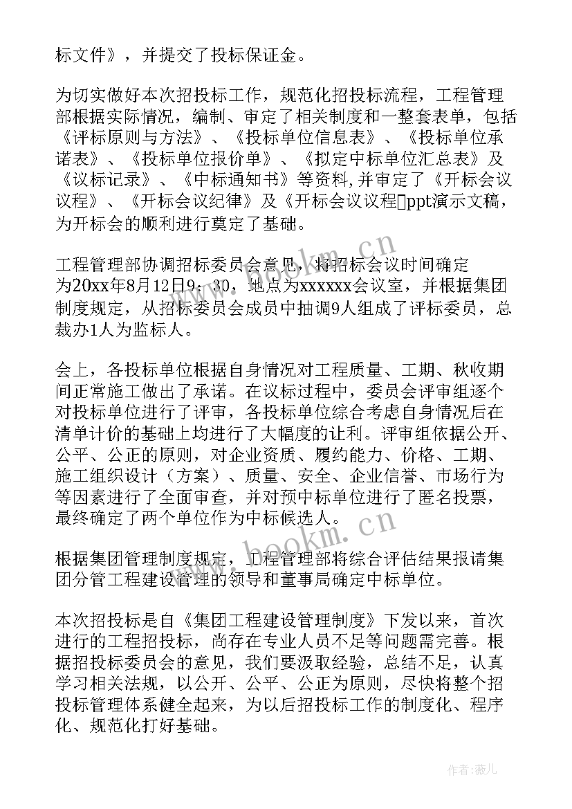 最新项目招投标工作计划(模板7篇)