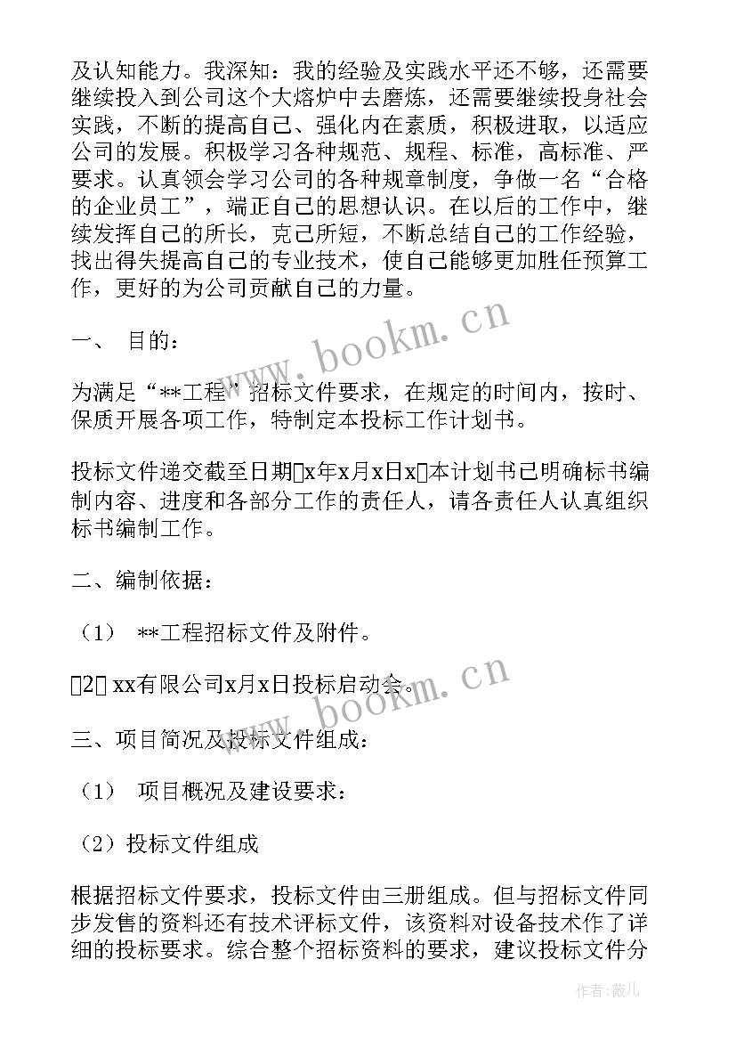 最新项目招投标工作计划(模板7篇)