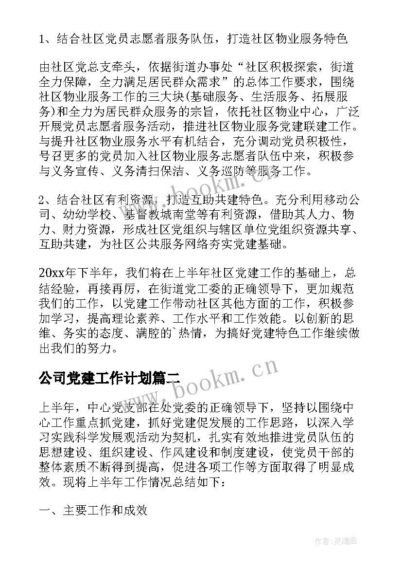 最新公司党建工作计划(模板5篇)