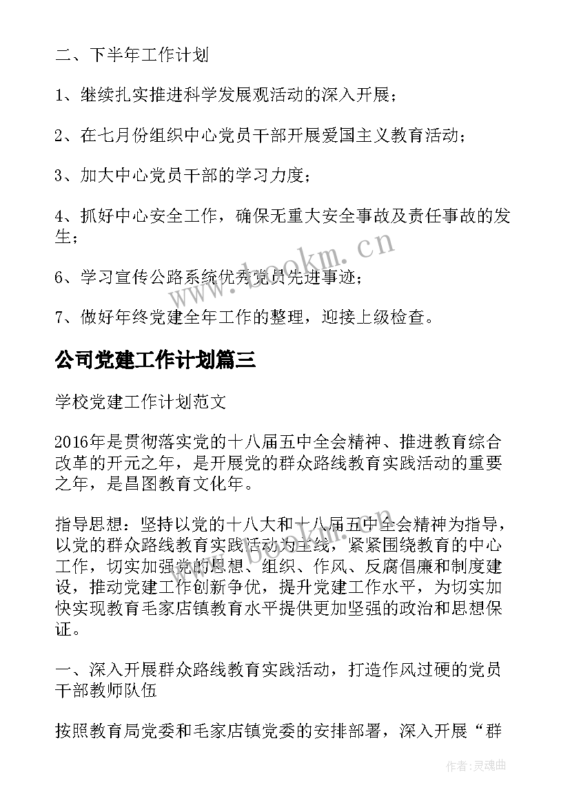 最新公司党建工作计划(模板5篇)