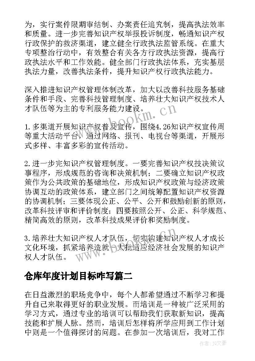 最新仓库年度计划目标咋写(精选7篇)