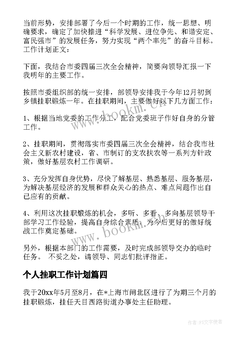 2023年个人挂职工作计划(精选9篇)