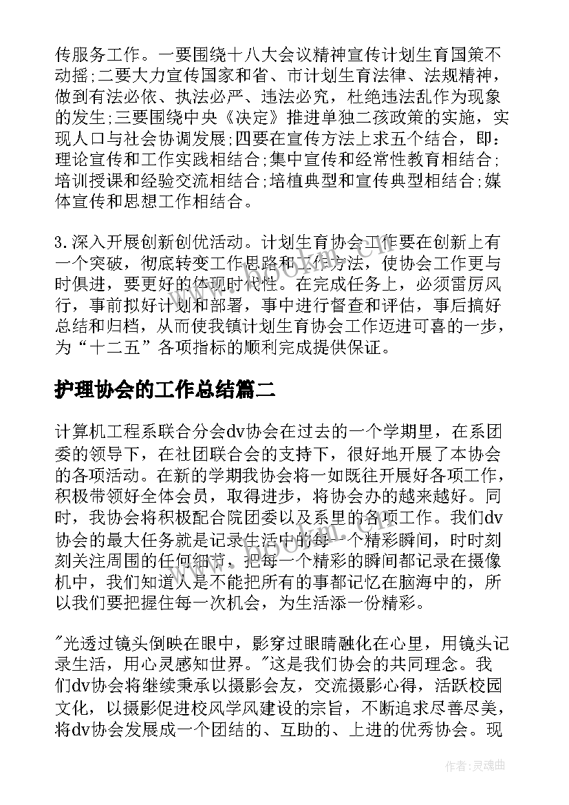 2023年护理协会的工作总结 协会的工作计划(通用5篇)