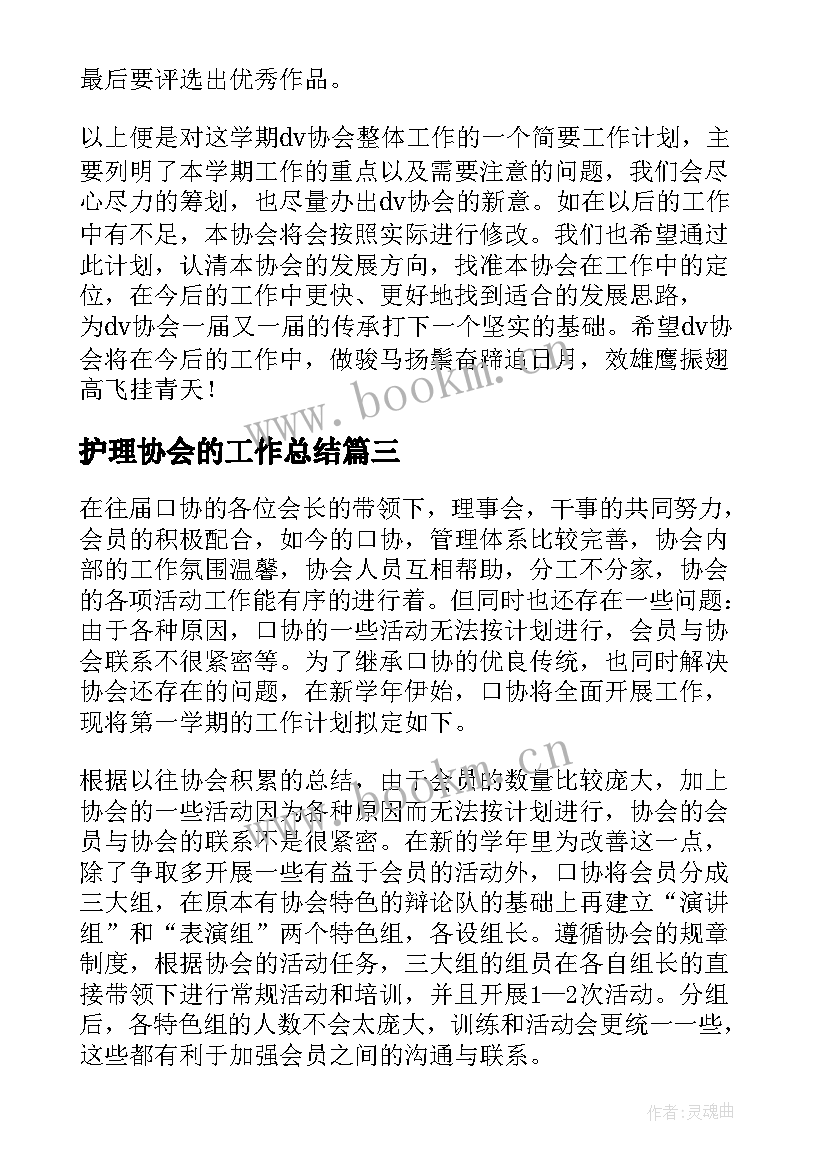 2023年护理协会的工作总结 协会的工作计划(通用5篇)