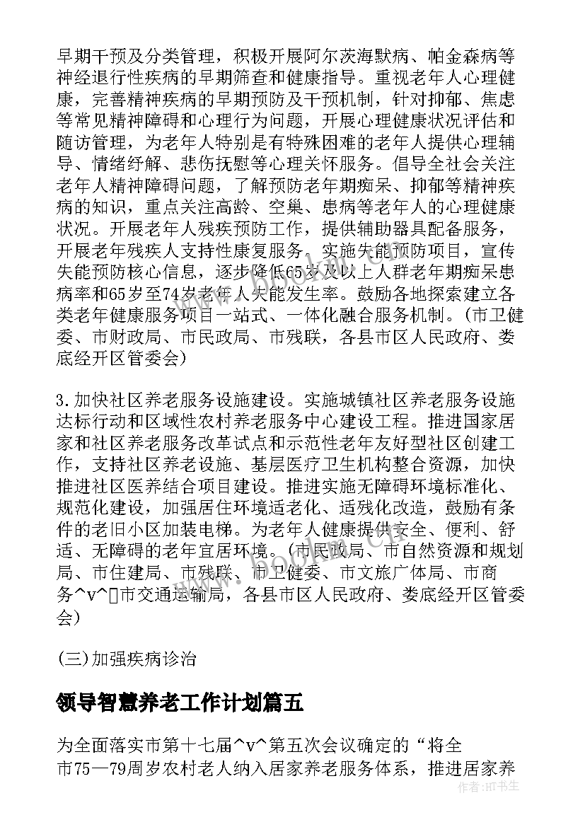 最新领导智慧养老工作计划(模板5篇)