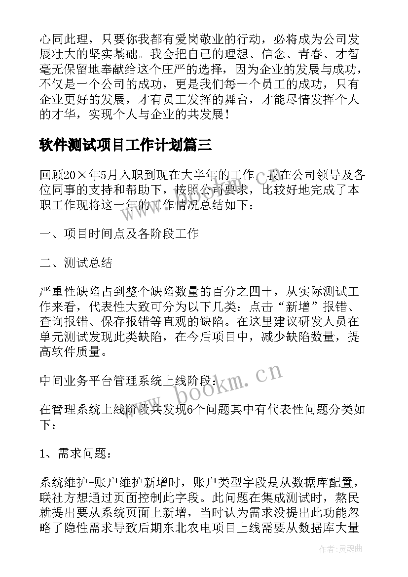 2023年软件测试项目工作计划 软件测试项目个人总结(优质8篇)