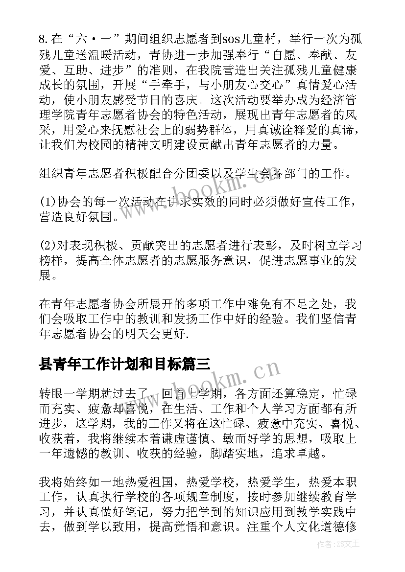 最新县青年工作计划和目标 青年工作计划(实用5篇)