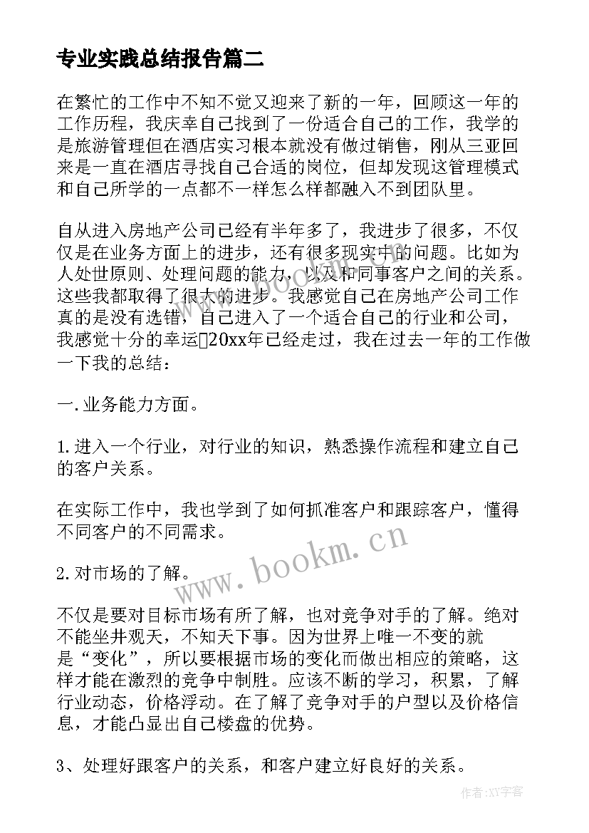 2023年专业实践总结报告 工作总结报告(通用6篇)