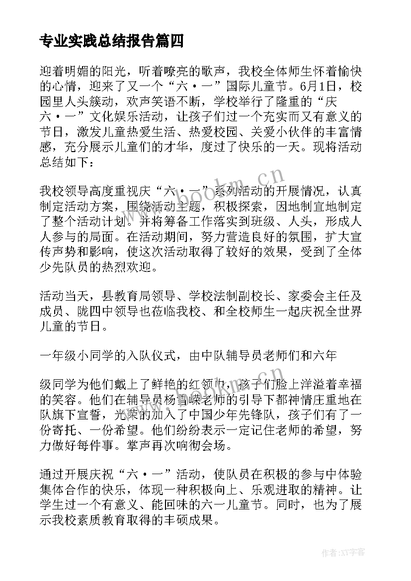 2023年专业实践总结报告 工作总结报告(通用6篇)