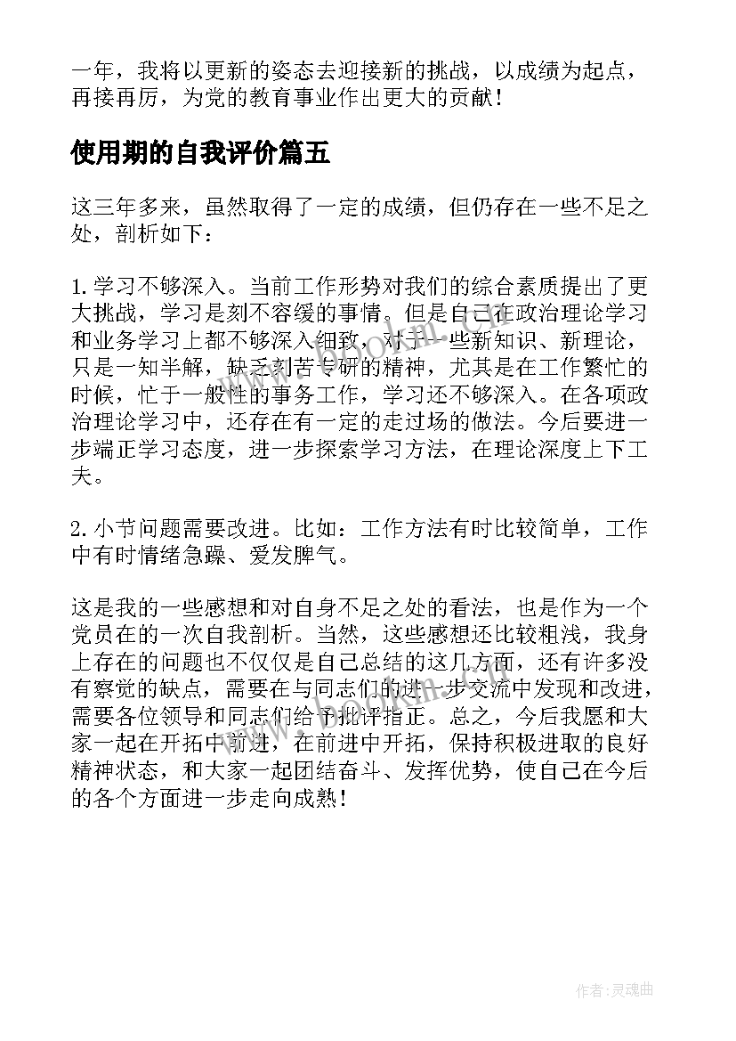 使用期的自我评价 员工自评工作总结(优质5篇)