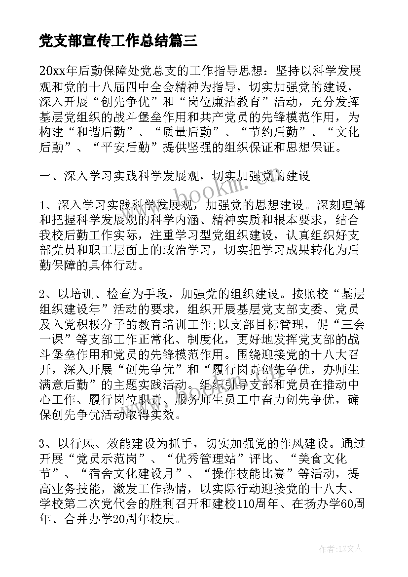 党支部宣传工作总结 支部宣传工作计划安排实用(模板5篇)