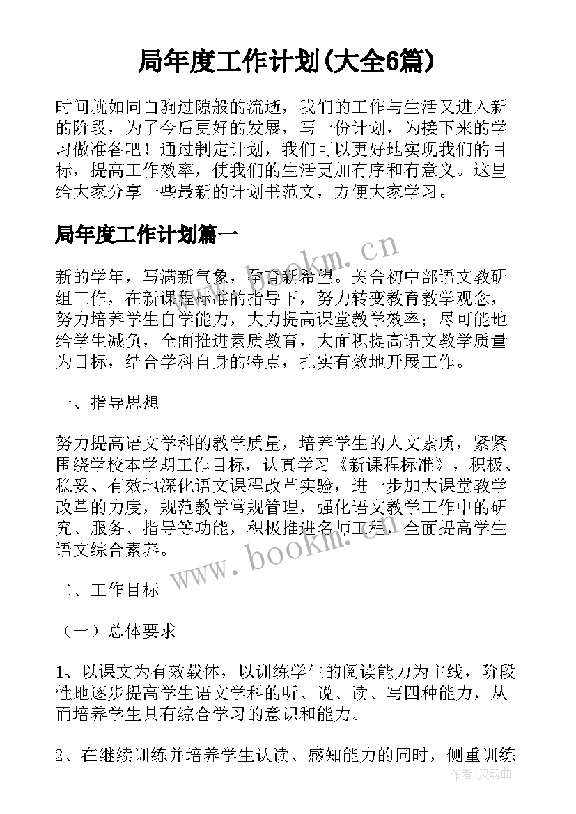 局年度工作计划(大全6篇)